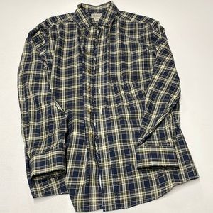 LL Bean Button Down Shirt (Navy/Green/Cream) (Medium)